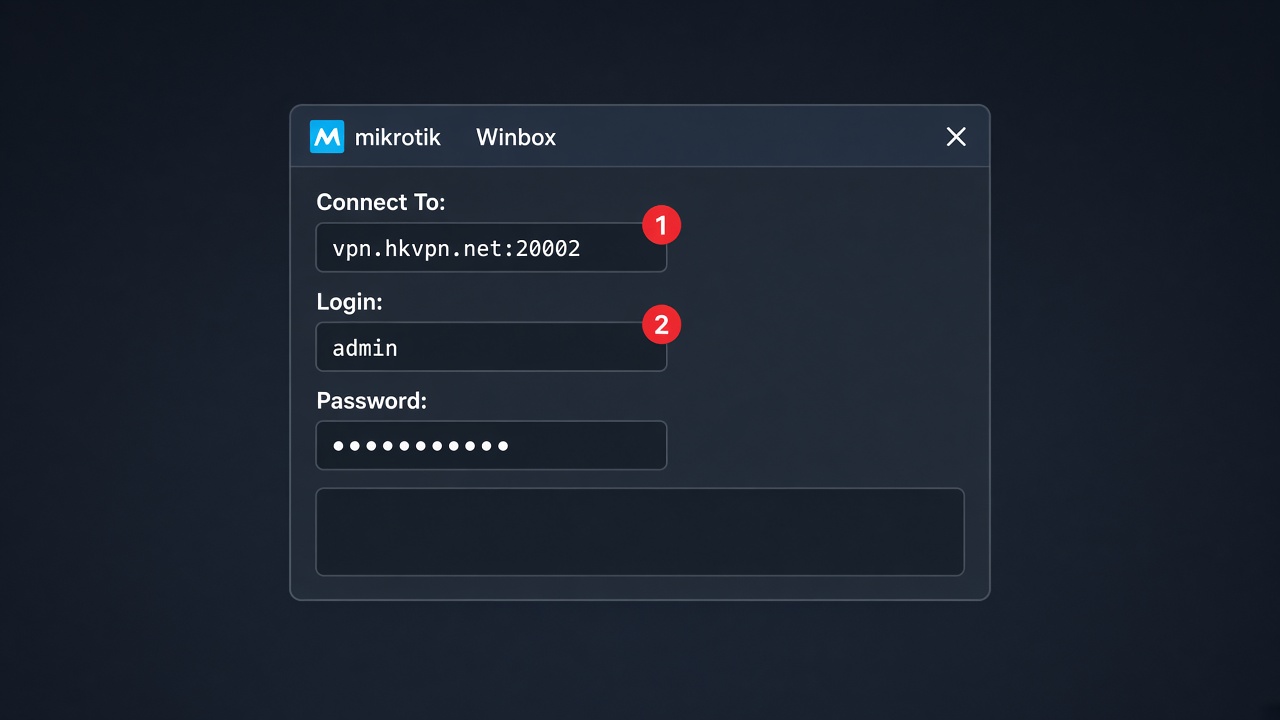 Login Winbox ke publik port VPN Remote